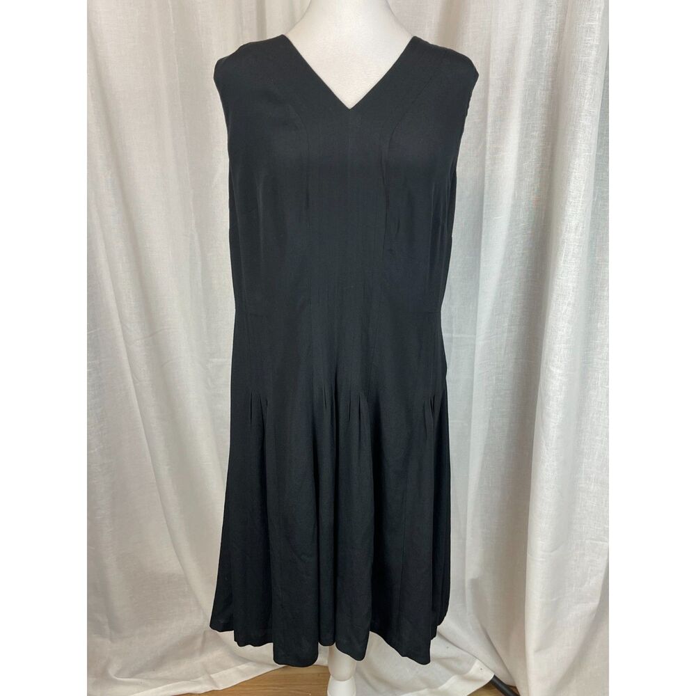 Talbots Black Sleeveless Midi Dress Classic Workwear Minimalist 14US
